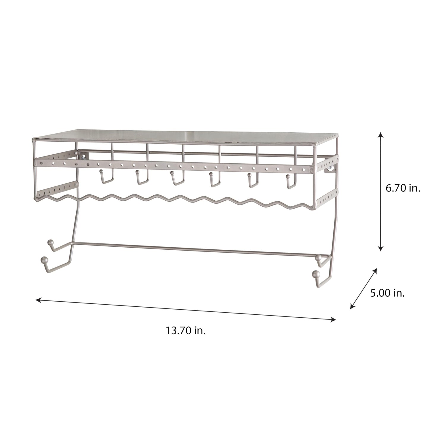 Simplify Wall Mounted Jewelry Organizer | Dimensions: 14.6"x 3.9"x 7.5" | 1 Tier | Home