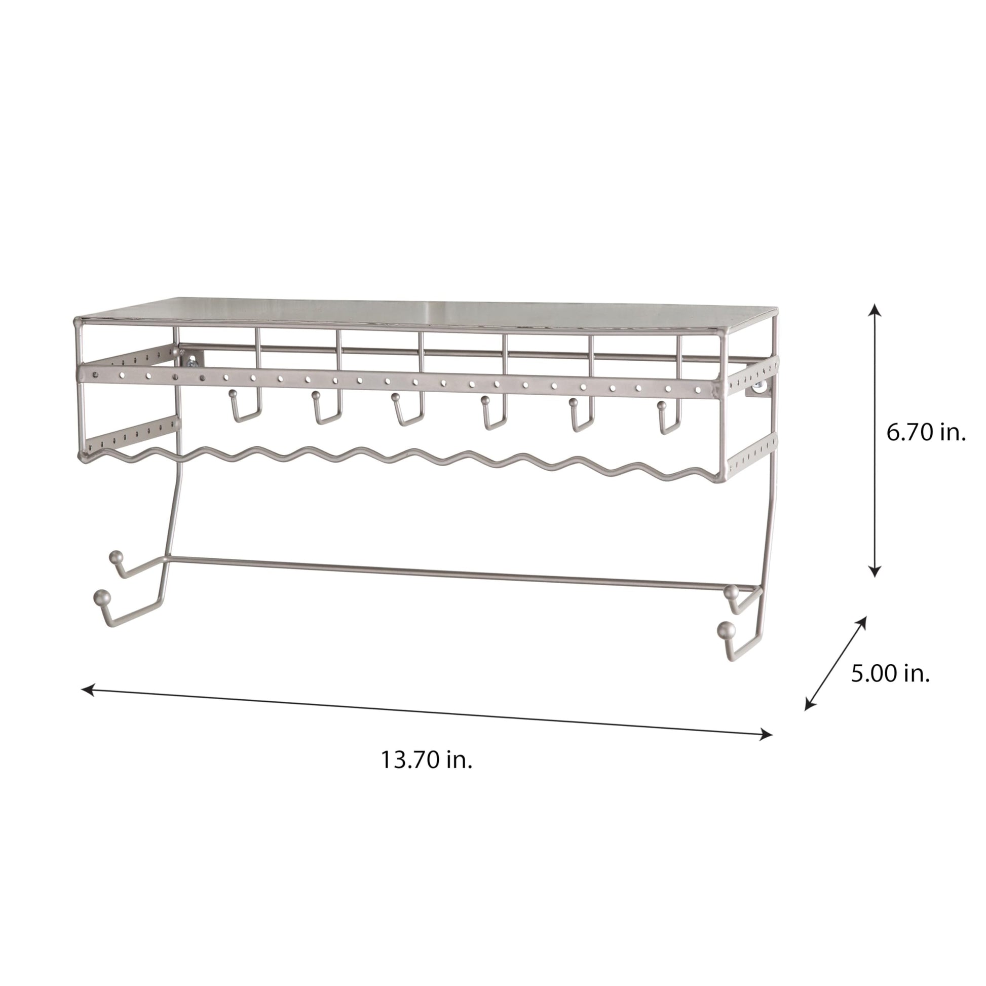 Simplify Wall Mounted Jewelry Organizer | Dimensions: 14.6"x 3.9"x 7.5" | 1 Tier | Home