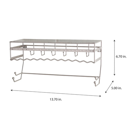 Simplify Wall Mounted Jewelry Organizer | Dimensions: 14.6"x 3.9"x 7.5" | 1 Tier | Home