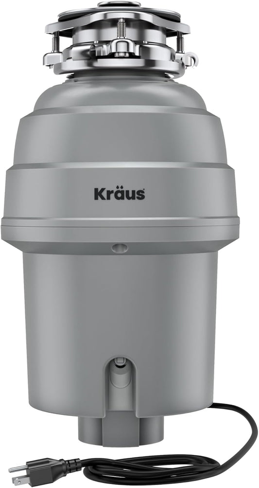 KRAUS WasteGuard High-Speed 1 HP Continuous Feed Ultra-Quiet Motor Garbage Disposal with Power Cord