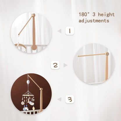 Baby Crib Mobile Arm,HBM Wooden Mobile Arm for Crib Mobile Hanger for Crib Baby Girl Nursery Decor