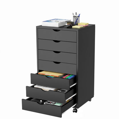 7 Drawer File Cabinet, Storage Drawers with Wheels for Home Office