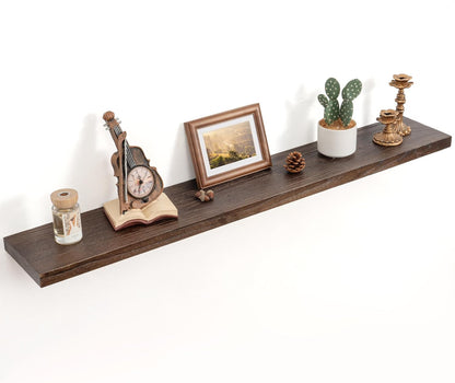 Floating Shelves for Wall Decor, 8 Inch Deep Rustic Solid Elm Wood Floating Shelves Wall Mounted, Wall Shelves with Invisible Bracket for Living Room Bathroom Bedroom Kitchen, 48 Inch Set of 1, Walnut