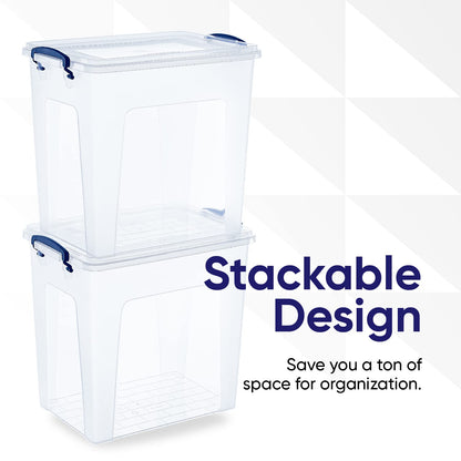Superio Clear Storage Boxes with Lids, 8.75 Quart Plastic Container Bins for Organizing, Stackable
