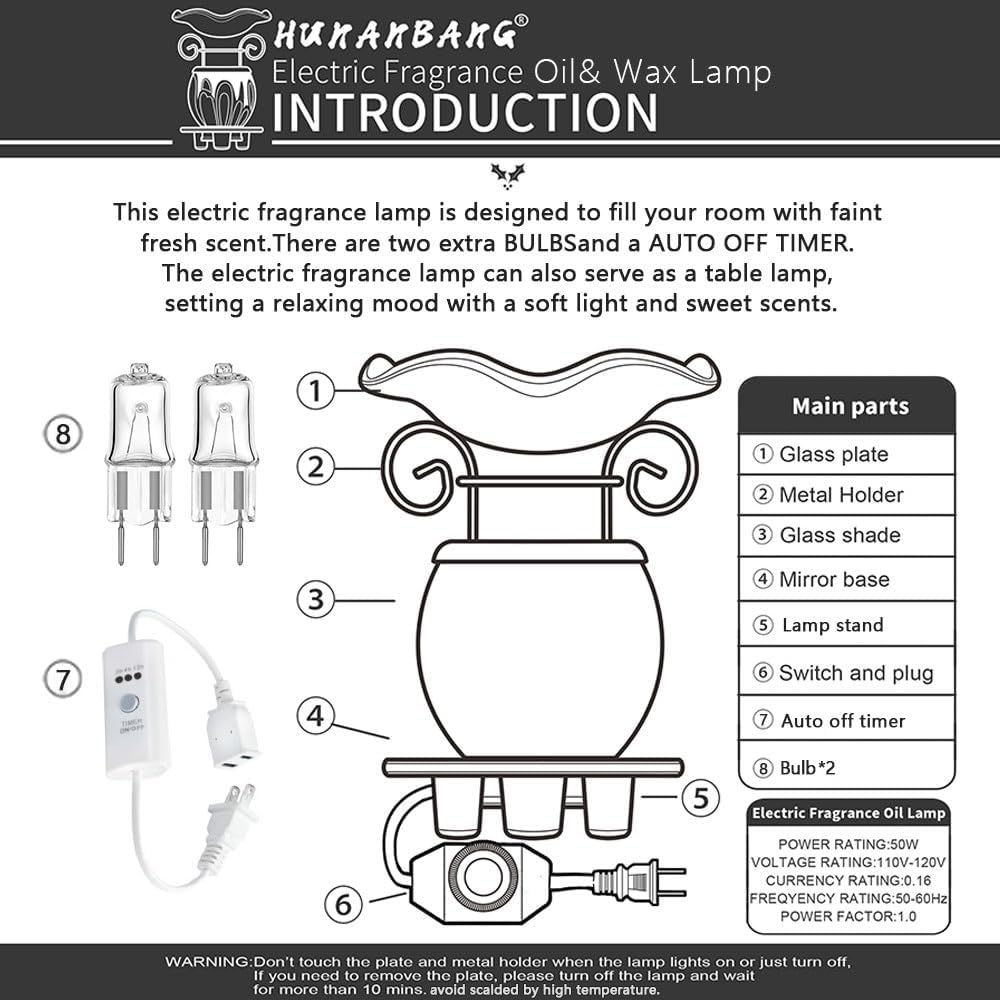 HUNANBANG Electric Scented Wax Warmer with Auto Off Timer - Candle Wax Melt Warmer Fragrance Burner (Candlelight-Blue)