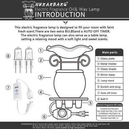 HUNANBANG Electric Scented Wax Warmer with Auto Off Timer - Candle Wax Melt Warmer Fragrance Burner (Candlelight-Blue)