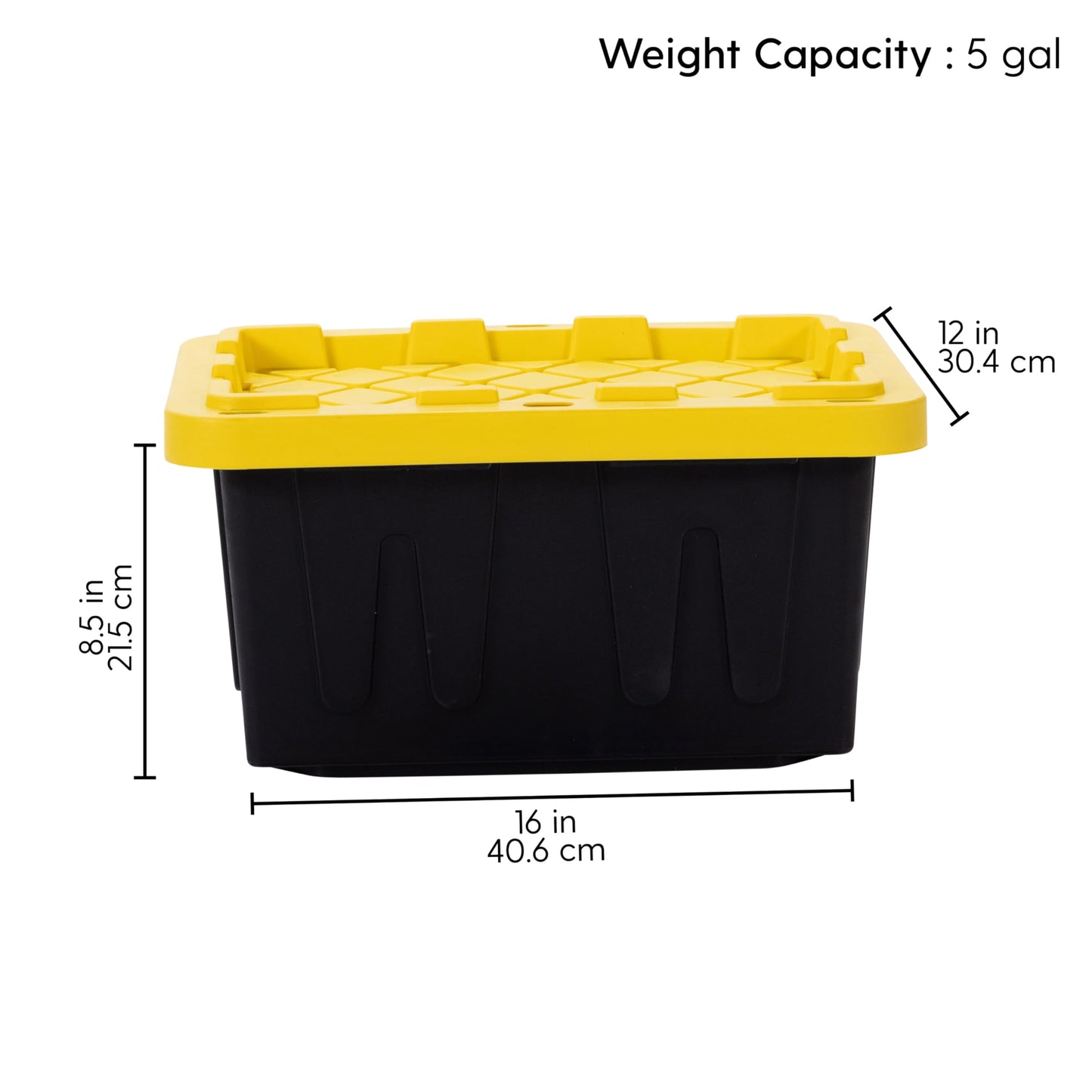 Plastic 5-Gallon Storage Tote with Lockable Lid, Stackable Tough Regular-Duty Bin for Garage