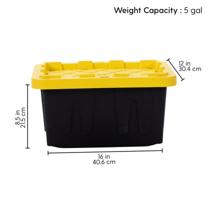 Plastic 5-Gallon Storage Tote with Lockable Lid, Stackable Tough Regular-Duty Bin for Garage