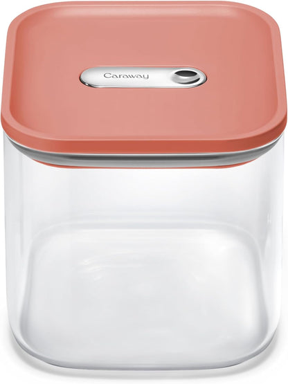 Caraway 2.5qt Glass Airtight Food Storage Container with Lid – Non-Toxic, BPA-Free Kitchen Storage Container – Stackable, Space-Saving Airtight Container for Dry Goods and More - Perracotta