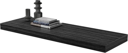Large Floating Shelves for Wall Set of 1 Wooden Wall Shelves 30 in x 12.75 in x 2 in Room Decor Long Shelf with Invisible Wall Mount Bracket for Bedroom Kitchen Living Room Black Wood