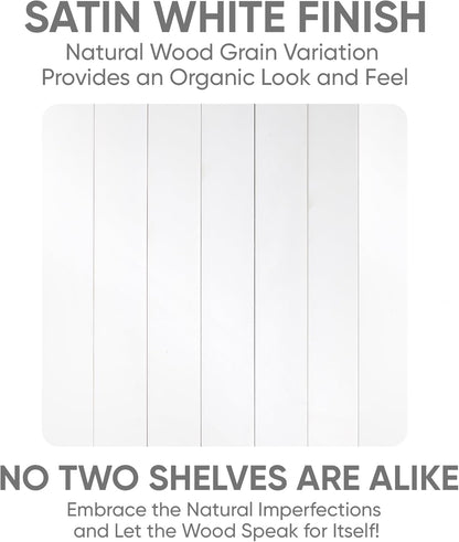 Homeforia White Floating Shelf 48 inches, High End Solid Real Wood 48inch Long Floating Shelves for Wall Mounted, White Wooden 48in Floating Shelves, Heavy Duty Bracket, 48 X 6.5 X 1.75 inch, Set of 2