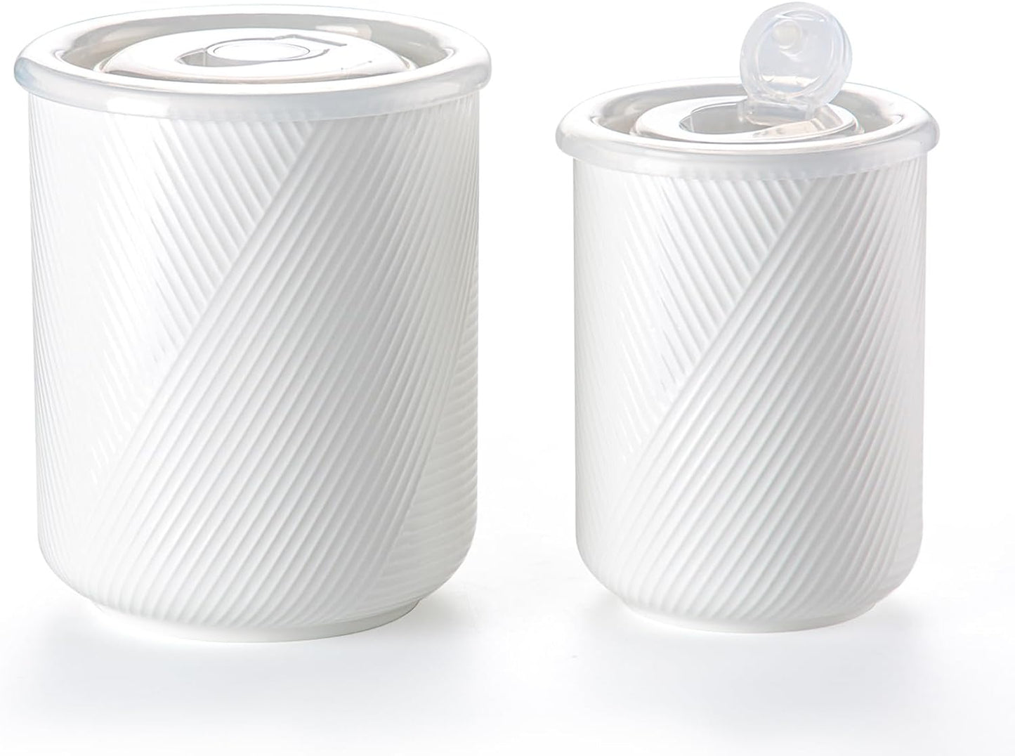 Food Storage Containers with Airtight Lids: Ceramic Canister Sets for Kitchen Countertop - Porcelain Jar for Coffee Tea Flour Sugar Rice Cookies Candy - White (23+42 oz)