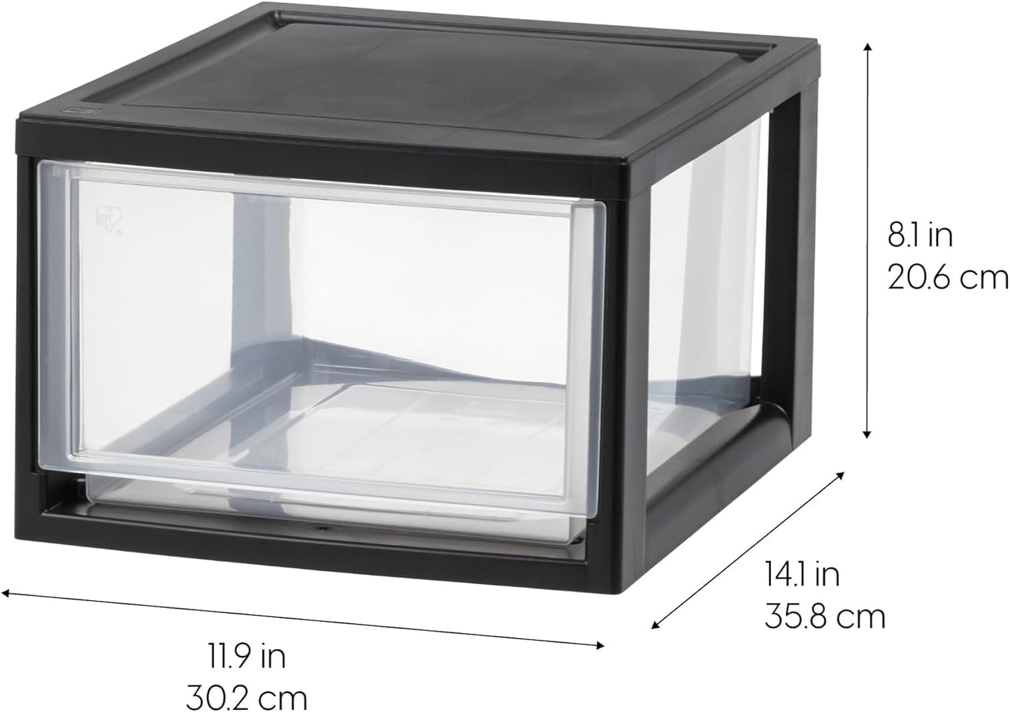 IRIS USA 3-Pack, 14.5 Qt. Stacking Drawer Storage Organizer, Black