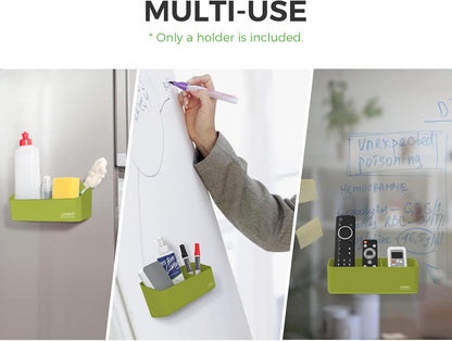 loukin Magnetic and Adhesive Marker Holder, Dry Erase Accessory Tray, Magnetic Storage Organizer for Whiteboard, Glass or Refrigerators (Green)