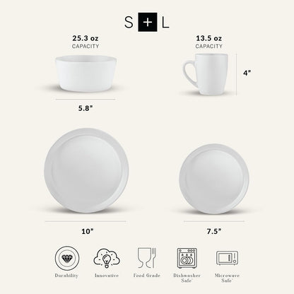 Stone Lain Albie 32-Piece Dinnerware Set Stoneware, White Speckled