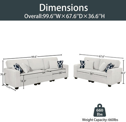 L Lengend Vansen Modular Sectional Sofa U Shaped Couch with Ottoman Modern Reversible Corner Sectional Couch for Living Room (Cream, 2+3)