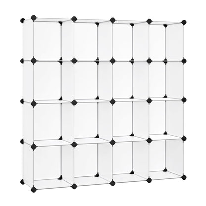 SONGMICS Cube Storage Organizer, Set of 16 Plastic Cubes, Book Shelf, Closet Organizers and