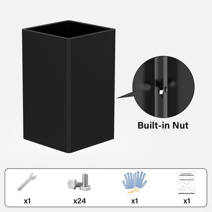 24" Tall Planter for Outdoor Plants, Modern Large Outdoor Galvanized Steel Flower Pots, Front Porch Decor, Garden Pots, Black Planters for Indoor/Outdoor, Patio, Balcony