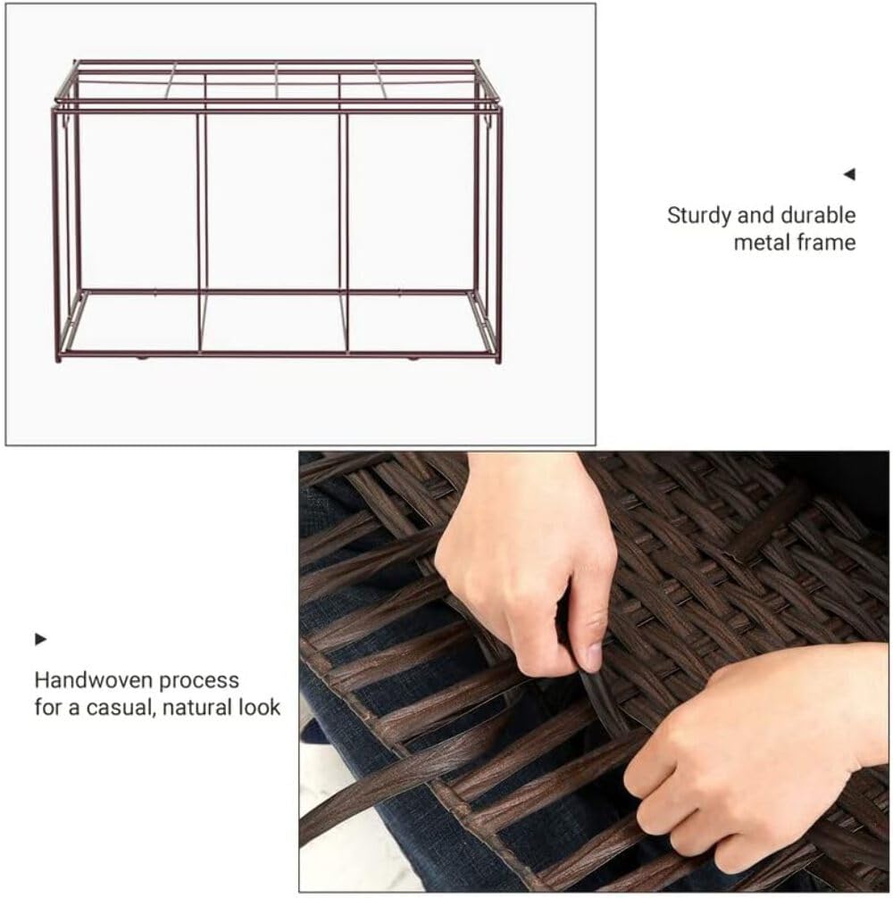SONGMICS Storage Basket with Lid, Woven Blanket Storage Bin with Handles, Foldable, Removable