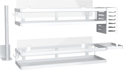 PUSDON Metal Wall Hanging Basket 2 Packs DIY Suitable for Multiple Scenes - Large White Guardrail Suit
