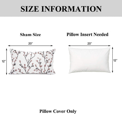 YOUR SMILE Classical Embroidery Jacquard Farmhouse Oblong Rectangle Chenille Red Leaf Decorative Throw Pillow Case,12x20 inch