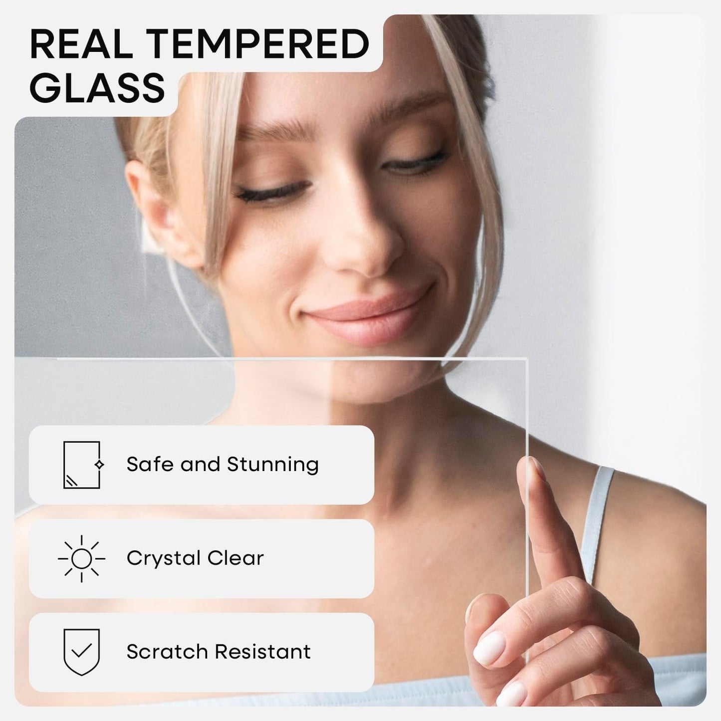 Homeforia 8x8 Picture Frames White, High-End Oak 8 x 8 Square Wood Frame with Mat 6 by 6 Photo, 8x8 Wooden Frames Matted to 6x6 Print, 8by8 Wall or Tabletop Frame, Tempered Glass, Wall Kit, Set of 1