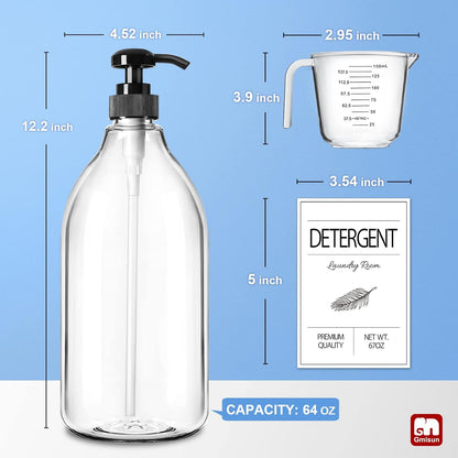 GMISUN Laundry Detergent Soap Dispenser, Liquid Laundry Detergent Dispenser, Container for Farmhouse Laundry Room Decor, Organizer for Liquid DetergentSoftenerBleach Storage Bottle(67 Oz Set of 3)