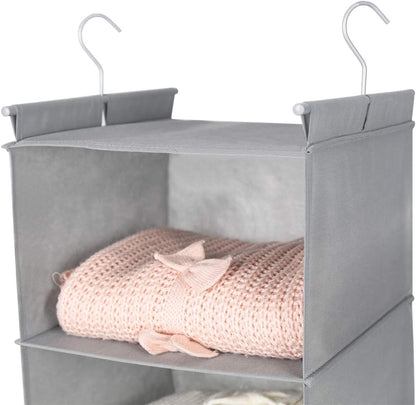 MAX Houser 6 Tier Shelf Hanging Closet Organizer, Closet Hanging Shelf with 2 Sturdy Hooks for Storage, Foldable (Light Grey)