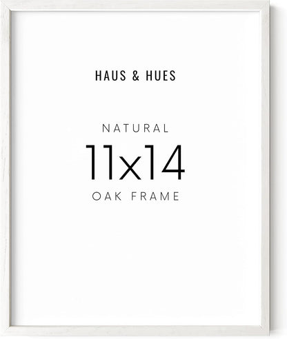 HAUS AND HUES White Oak Wood 11x14 Picture Frame - Modern Wood Wall Art Display - Lightweight White 11x14 Frame - Ready-to-Hang Vertically & Horizontally for Art Prints, Photos, Posters