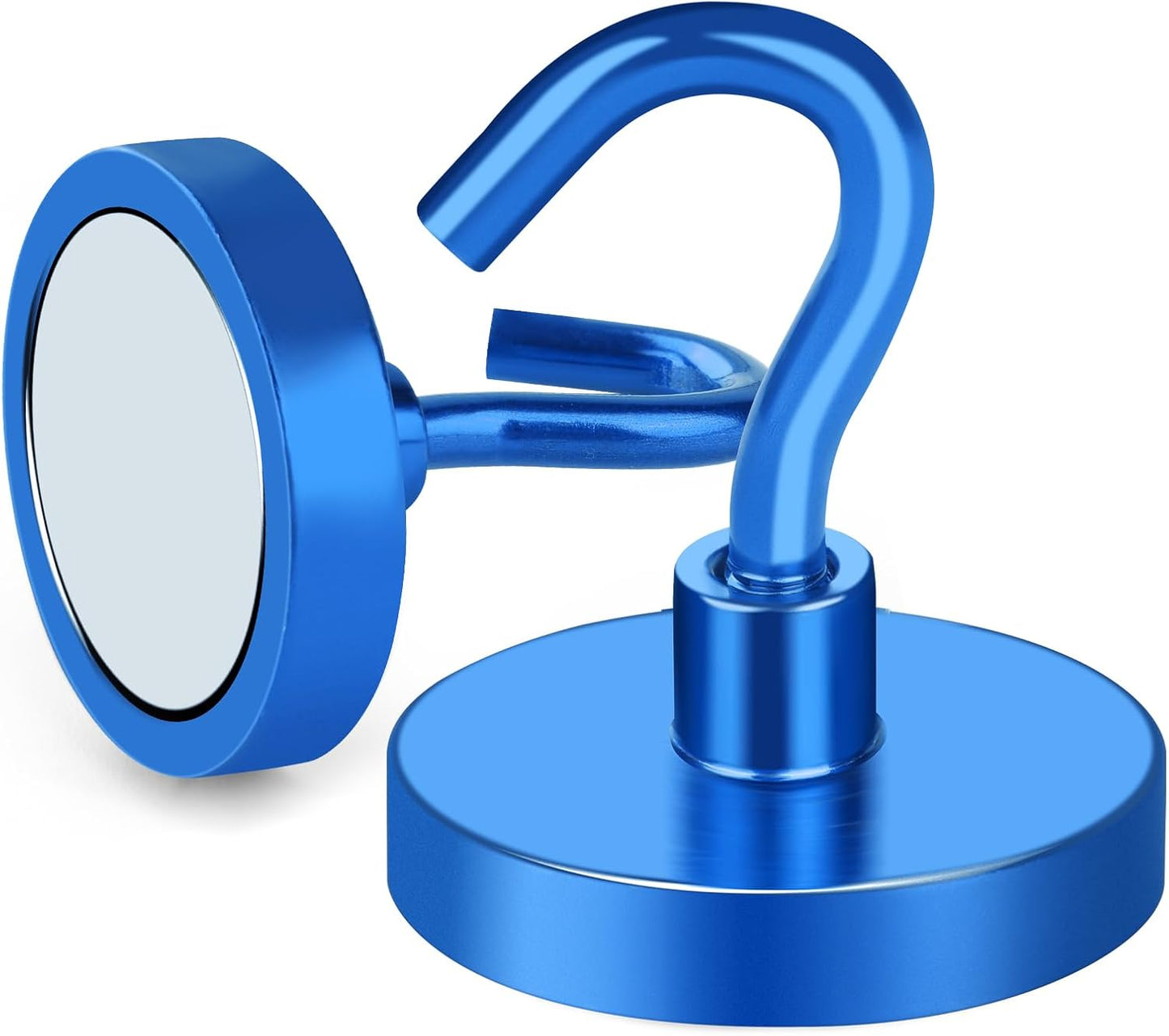 MIKEDE Strong Magnetic Hooks, 110Lbs Heavy Duty Magnetic Hooks for Cruise, Neodymium Earth Magnets with Hooks for Hanging, Super Metal Industrial Magnets for Grill, Storage (Blue,10 Pack)