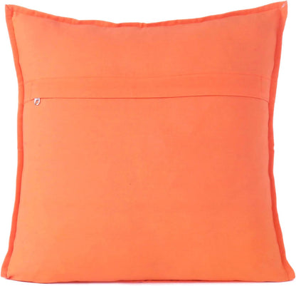 Eyes of India Embroidered Decorative Boho Throw Pillow Cover with Mirrors, Handmade Bohemian Accent Cushion Case for Sofa Couch Bedroom Living Room (Orange, 16" x 16")