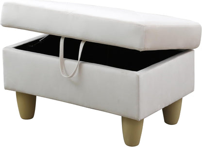 Ottoman Rectangular Storage Ottoman Bench, Flannel Footrest Stool Footstool with Lid for Living Room, Bedroom, Entryway, White, 28.5"x19"x17.5"