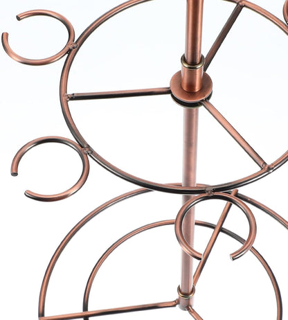 Black Metal Countertop Wine Glass Holder with Scrollwork Design, Freestanding Tabletop Stemware Storage Rack with 12 Hooks