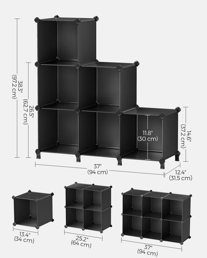 SONGMICS 6 Cube Storage Organizer, Modular Bookshelf, Plastic Shelves