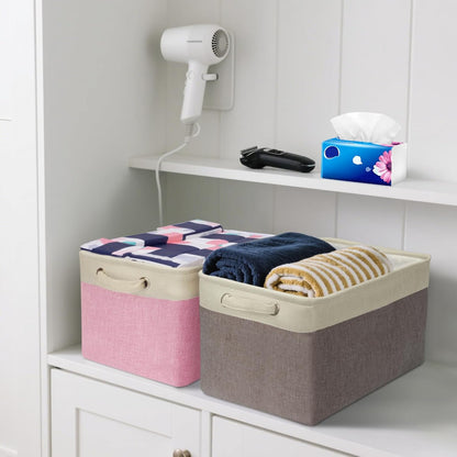 BALEINE 4 Pack Fabric Storage Bins for Shelves, Linen Storage Baskets for Organizing, Decorative Closet Bins for Clothes, Home (Lavender, 15''x11''x9.5'')