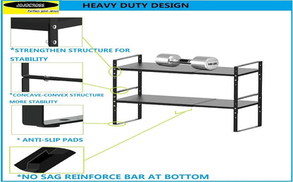 Expandable,Stackable Spice Rack,Seasoning Organizer and Storage,Spices Jar Racks for Cabinet,Countertop, Metal Pantry, Cupboard,Laundry Storages,Heavy Duty(1 Pack/Large/Black)