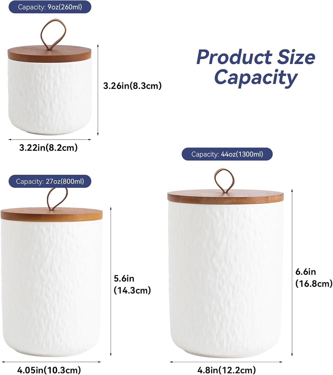Kitchen Canisters for Countertop, Ceramic Coffee Canisters with Airtight Lids Food Storage Jars Sugar Container for Kitchen Counter Tea, Coffee Beans, Spice (#001White-44oz/1300ml)