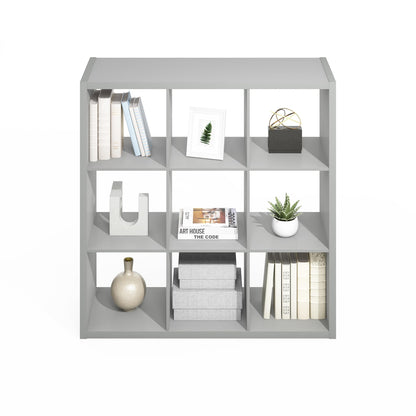 Furinno Simple 9-Cube Storage Organizer, Display Shelf, Light Grey
