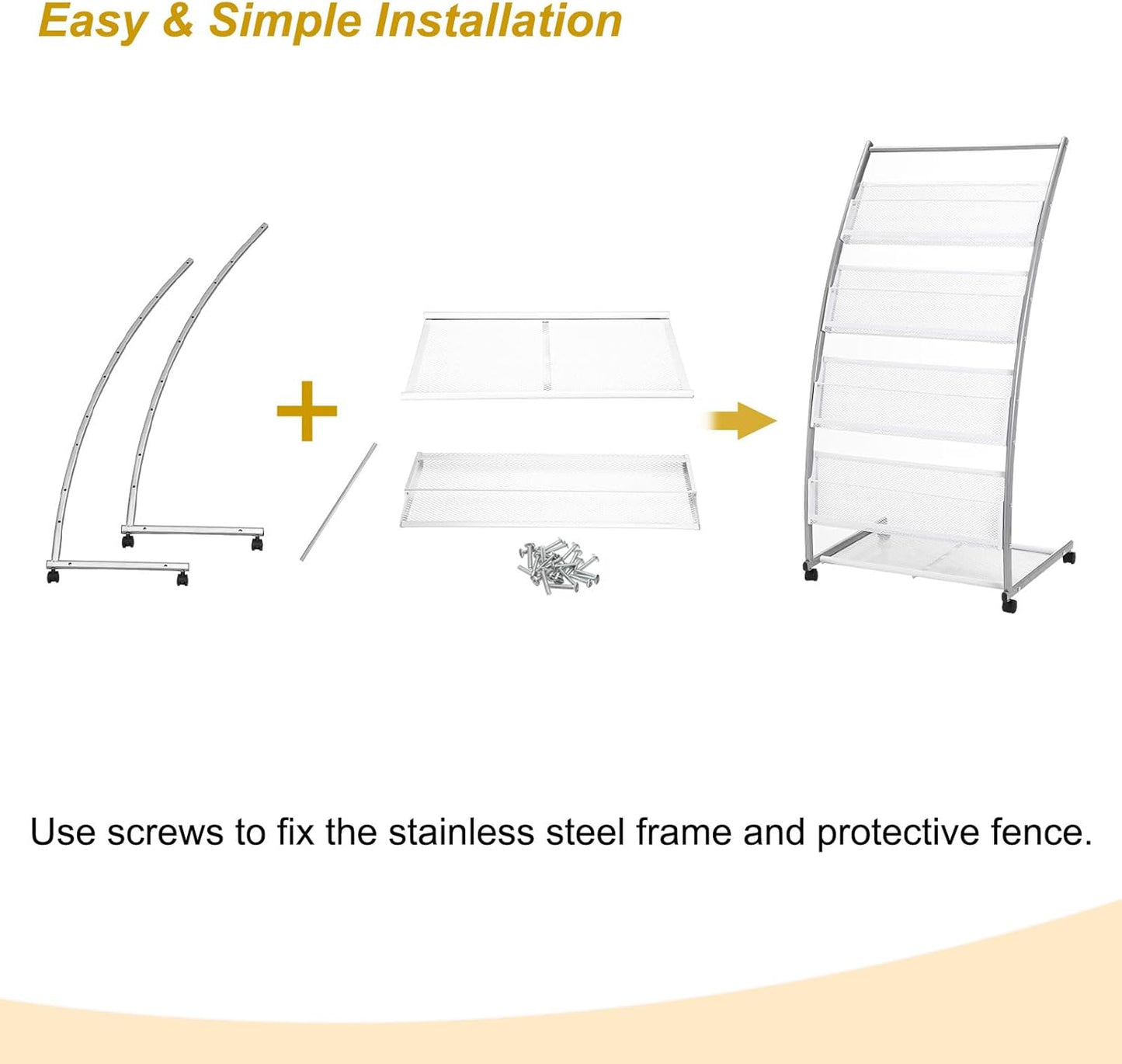 PATIKIL L-shaped Magazine Display Racks Floor Standing 4 Layers Brochure Stand Catalog Literature Holder with Wheels for Hotel, Exhibition, Trade Show, Office