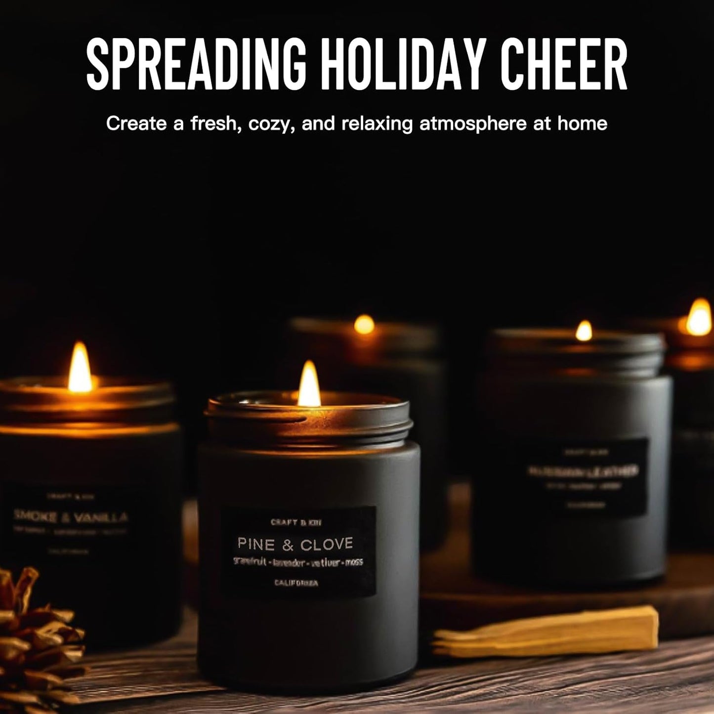 Scented Candle Set for Men, 4 Pack Black Jar Candles with Manly Scents ??Amber Patchouli, Magnolia Sandalwood, Cedar Oakmoss, Pine Clove, Soy Wax Aromatherapy Gift for Him, Dad, Husband, Father's Day