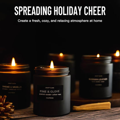 Scented Candle Set for Men, 4 Pack Black Jar Candles with Manly Scents ??Amber Patchouli, Magnolia Sandalwood, Cedar Oakmoss, Pine Clove, Soy Wax Aromatherapy Gift for Him, Dad, Husband, Father's Day