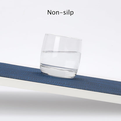 Myir JUN Placemats Set of 6, Vinyl Woven Placemats Place Mats Indoor Washable Table Mats Non-Slip Place mats for Dining Table (Dark Blue, Set of 6)