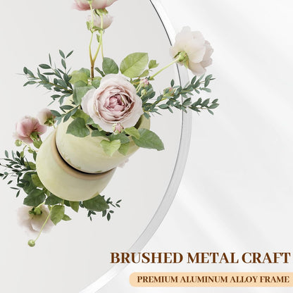 BEAUTYPEAK 30 Inch Round Mirror, Metal Frame Circle Mirror, Wall Mounted for Entryway, Bathroom, Vanity, Living Room, White