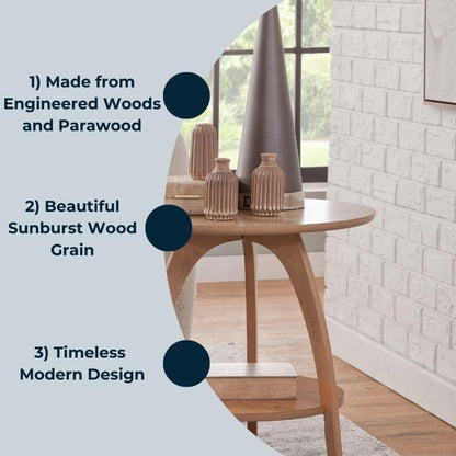 Martin Svensson Home LAX 20" Round End/Side Table with Storage, Light Oak