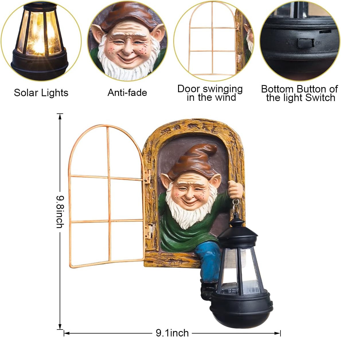 Whimsical Fairy Garden Halloween Gnomes with Solar Lights-10 Elf Out The Door Tree Hugger Garden Statues-Outdoor&Yard Decor-Tree Face Sculpture,Ideal Gifts - Yard Art for Patio,Fence,Wall