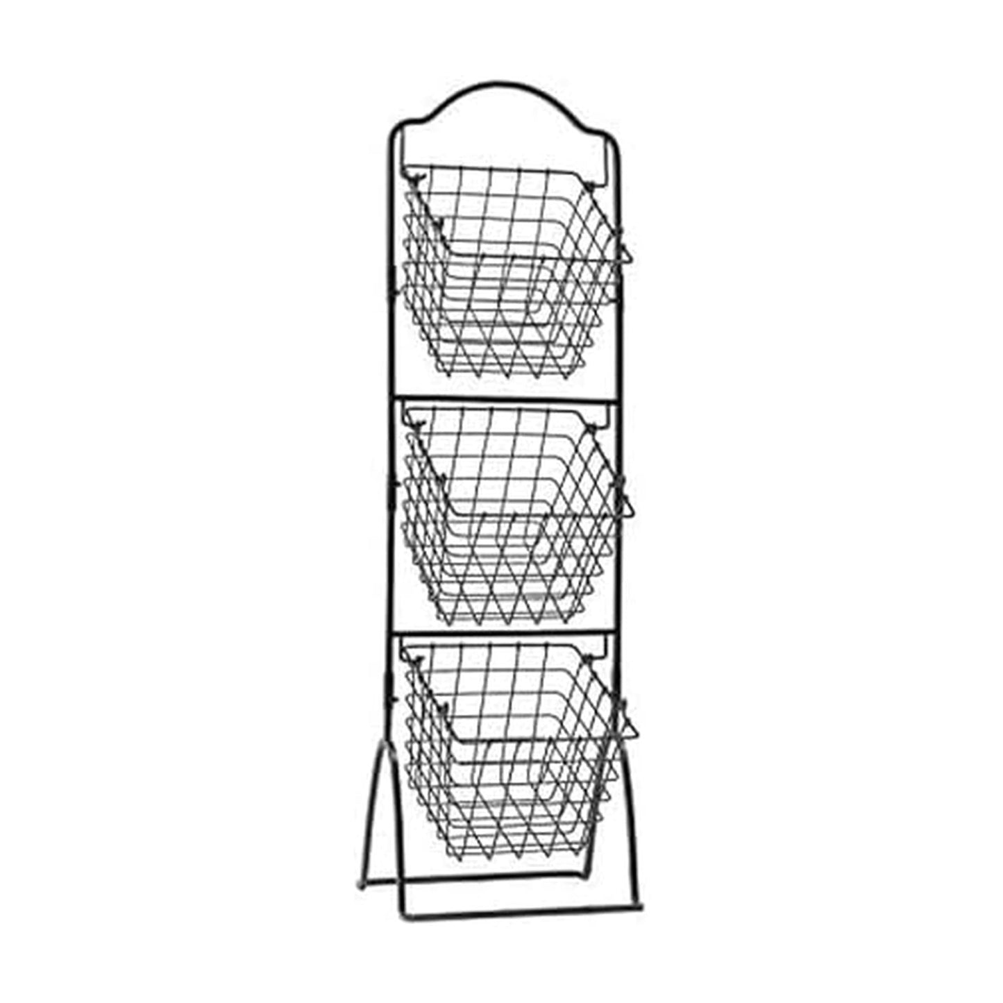Gourmet Basics by Mikasa 3-Tier Wire Market Basket, Antique Black Metal Kitchen Counter Organizer