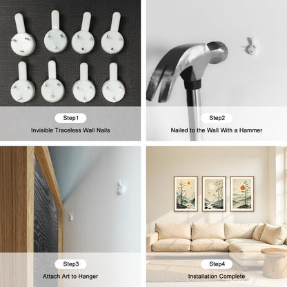 Chinoiserie Bamboo Forest Framed Canvas Wall Art Set, Nature Tree Lakes Wall Decor, Minimalist Zen Landscape Wall Painting, Watercolor Art Prints for Living Room, Bedroom, Office 16"X24"X3