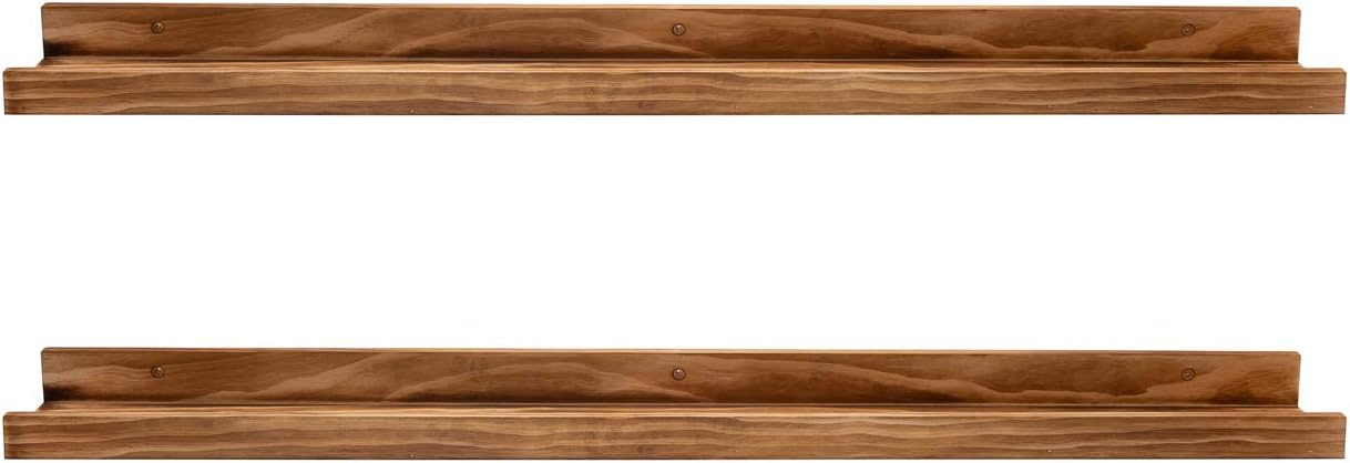 AZSKY 48 Inches Long Wood Photo Picture Ledge Shelf with Lip Floating Shelves for Nursery Books Set of 2 Rustic Wall Shelf for Kids Bedroom Office Bathroom Living Room Frames