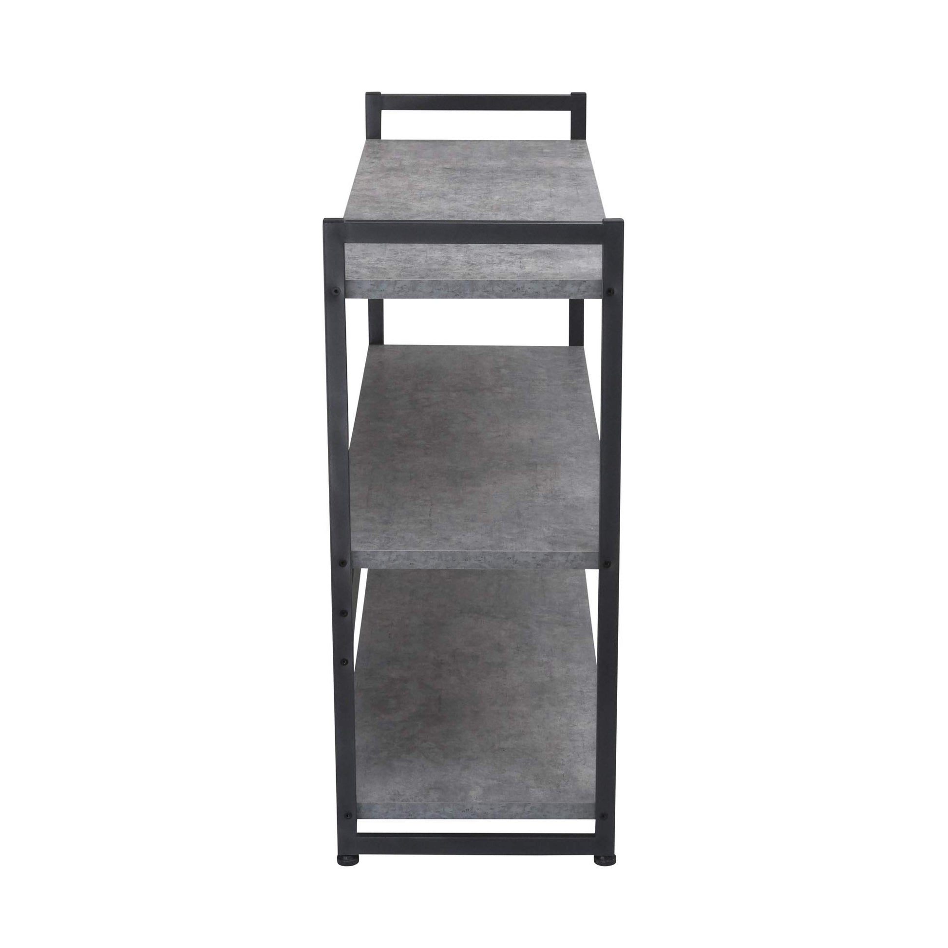 Household Essentials Slate Concrete & Iron Three-Tier Bookshelf
