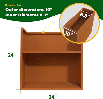 Galvanized Steel Metallic Heavy Planter for Outdoor Plants Metal Outdoor Planter Spliced Flower Box with Partitions for Outside,Indoor,Garden (Corten, 24 * 10 * 24)
